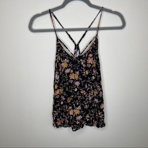 American Eagle Outfitters Floral Black Tank Top